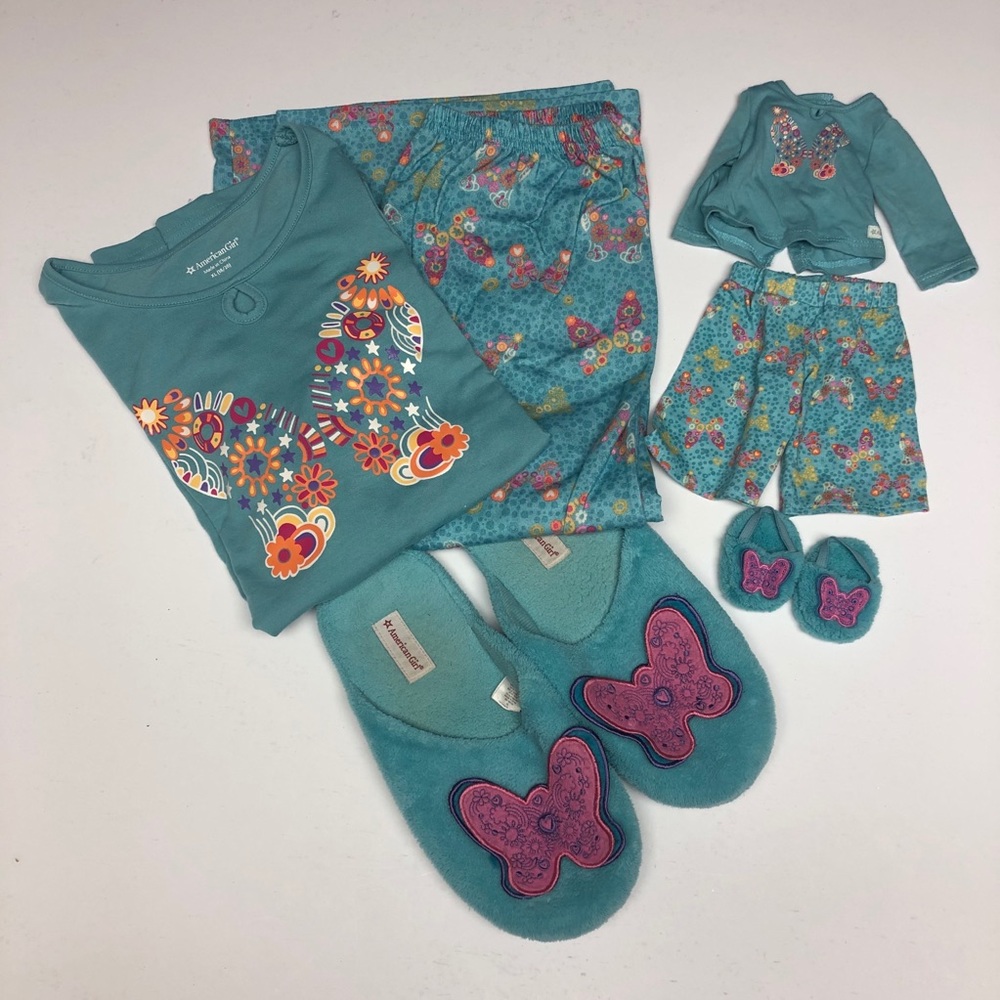 American Girl doll/girl matching pjs & slippers